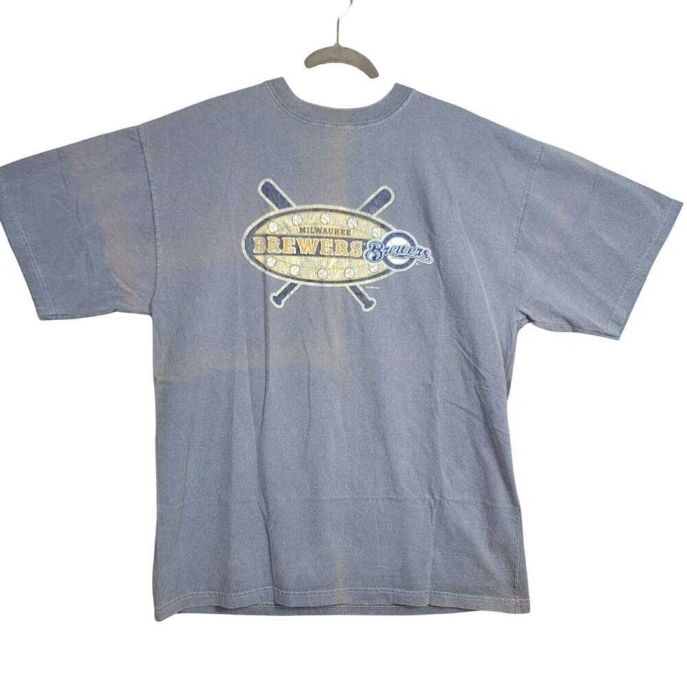 Vintage Dynasty Milwaukee Brewers MLB Graphic Tee Mens Large Faded Blue